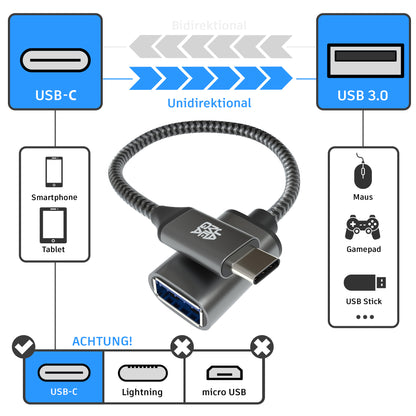 USB-C 3.1 Male - USB-A 3.0 Female - 0,15m