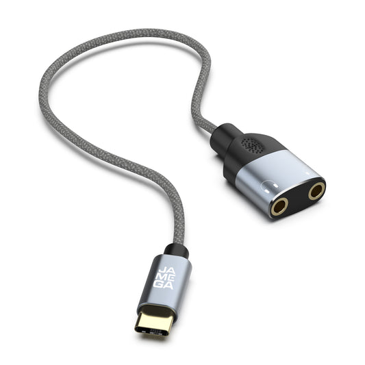 USB C to 2*Aux 3.5 female Audio Adapter | 0.2m