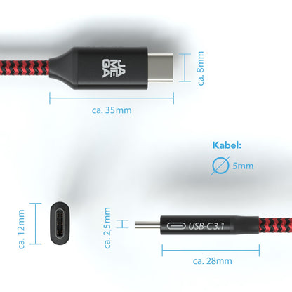 USB-C 3.1 male - USB C 3.1 male - 1,8m
